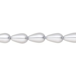 Pearl 150pk light grey, Preciosa Czech crystal 10x6mm pear