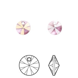 Drop 12pk dark rose, Crystal Passions&reg; 8mm pendant mini disk 6428