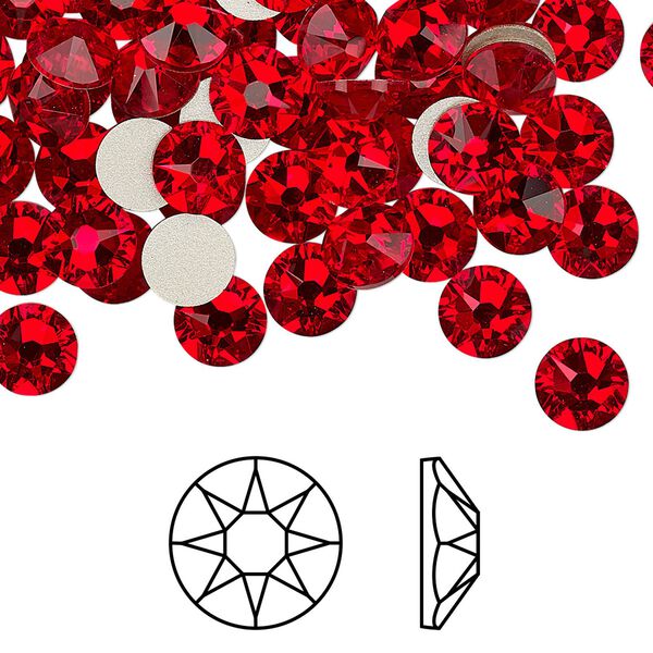 Flat back 288pk light Siam foil back, Swarovski&reg; 6.32-6.5mm rose round SS30 2088 image number 0