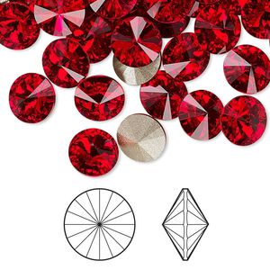 Chaton 48pk light Siam foil back, Crystal Passions&reg; 8.16-8.41mm rivoli SS39 1122
