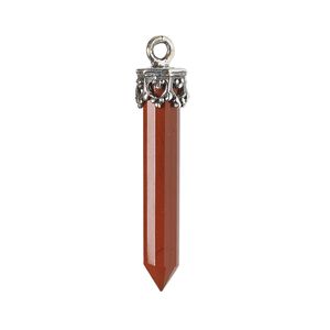 Drop, red jasper (natural) and antiqued sterling silver, 20x4mm-26x6mm hand-cut 3D faceted point. Sold individually.