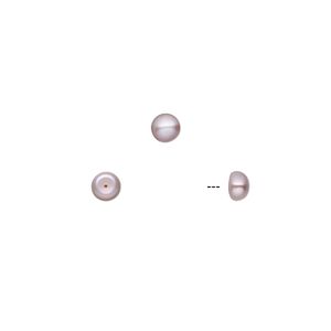 Pearl, White Lotus&trade;, cultured freshwater, mauve, 4-5mm half-drilled button, B grade, Mohs hardness 2-1/2 to 4. Sold per pkg of 10.