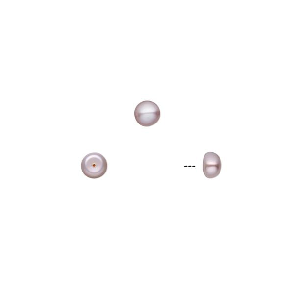 Pearl, White Lotus&trade;, cultured freshwater, mauve, 4-5mm half-drilled button, B grade, Mohs hardness 2-1/2 to 4. Sold per pkg of 10. image number 0