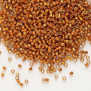 Seed bead, Delica&reg; 1pkg250g glass, #11 round, opaque galvanized burnt orange / outside dyed (DB-0421)