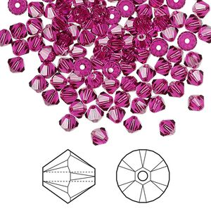 Bead 1440pk fuchsia, Swarovski&reg; 4mm XILION bicone 5328