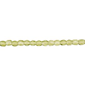 Bead, Czech fire-polished glass, olivine, 3mm faceted round. Sold per 15-1/2" to 16" strand, approximately 130 beads.