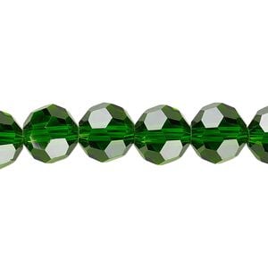 Bead 1pk 32 facets transparent emerald green, Celestial Crystal&reg; 10mm round 15.5-16 inch