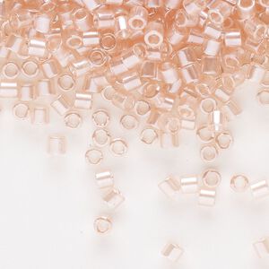 Seed bead, Delica&reg;, glass, pkg/7.5g, #8 round, translucent glazed luster shell pink (DBL-0106-1).