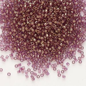 Seed bead, Delica&reg;, glass, pkg/7.5g, #11 round, translucent gold luster amethyst (DB-0108).