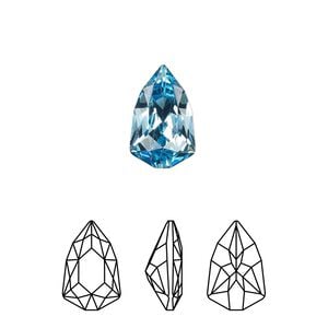 Fancy stone 1pk aquamarine foil back, Crystal Passions&reg; 13.6x8.6mm trilliant 4707