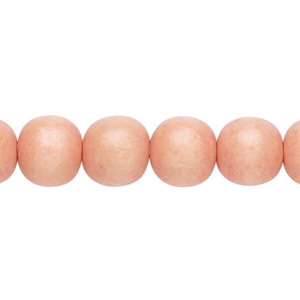 Bead 1pkg1, Taiwanese cheesewood (dyed / waxed), light orange, 9-10mm round, 15-1/2 to 16 inches. image number 0