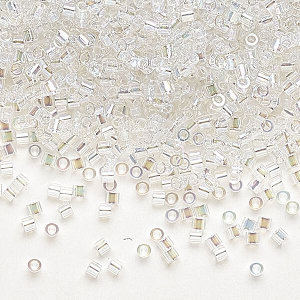 Seed bead, Delica&reg;, glass, pkg/7.5g, #15 round, translucent rainbow crystal clear (DBS-0051). image number 0