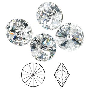 Chaton 4pk crystal foil back, Crystal Passions&reg; 14mm rivoli 1122