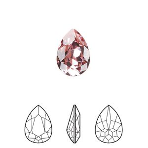 Fancy stone 144pk light rose foil back, Swarovski&reg; 14x10mm pear 4320