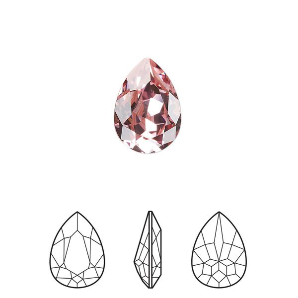 Fancy stone 144pk light rose foil back, Swarovski&reg; 14x10mm pear 4320 image number 0