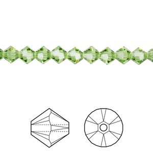Bead 24pk peridot, Crystal Passions&reg; 5mm bicone 5328