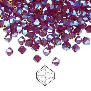 Bead 720pk Siam AB 2X, Preciosa Czech crystal 4mm bicone