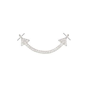 Link, cubic zirconia and rhodium-plated sterling silver, clear, 23x8mm single-sided curved double arrow. Sold individually.