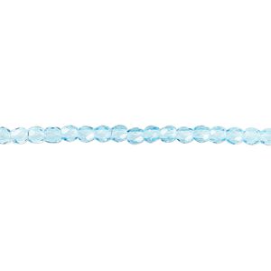 Bead, Czech fire-polished glass, light turquoise blue, 3mm faceted round. Sold per 15-1/2" to 16" strand, approximately 135 beads.