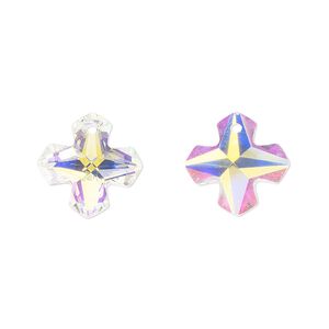 Drop 2pk crystal AB, Celestial Crystal&reg; 14mm Greek cross