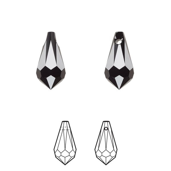 Drop 144pk jet, Swarovski&reg; 15x7.5mm pendant teardrop 6000 image number 0