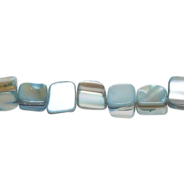 Mother-of-pearl shell 1pkg1, pebble bead 14 inch ocean blue small to medium image number 0