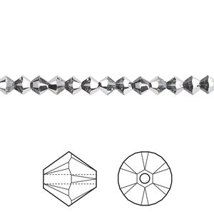Bead 48pk crystal light chrome, Crystal Passions&reg; 4mm bicone 5328