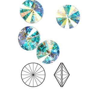 Chaton 144pk crystal AB foil back, Swarovski&reg; 12mm rivoli 1122