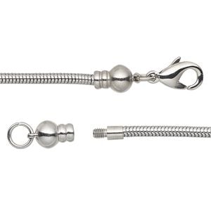 Chain 1pkg1 snake, 2.4mm / lobster claw clasp / fits 3.5-6mm hole, Dione&reg; stainless steel 20 inch
