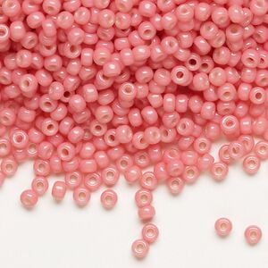 Seed bead, Miyuki, glass, pkg/50g, #8 rocaille, Duracoat&reg; opaque outside dyed guava, (RR-4465).