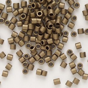 Seed bead, Delica&reg;, glass, pkg/50g, #8 round, opaque matte metallic dark bronze (DBL-0322).