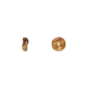 Bead, Czech pressed glass, gold/black, 7x3mm rondelle. Sold per 15" to 16" strand.