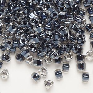 Seed bead, Miyuki, glass, transparent clear color-lined black, (TR1106), #5 triangle. Sold per 250-gram pkg.