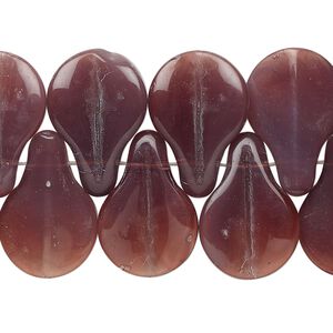 Bead, glass, translucent plum, 19x13mm top-drilled petal. Sold per 12-inch strand, approximately 50 beads.