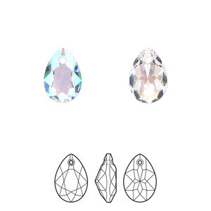 Drop 48pk crystal shimmer, Swarovski&reg; 11.5mm pendant pear cut 6433