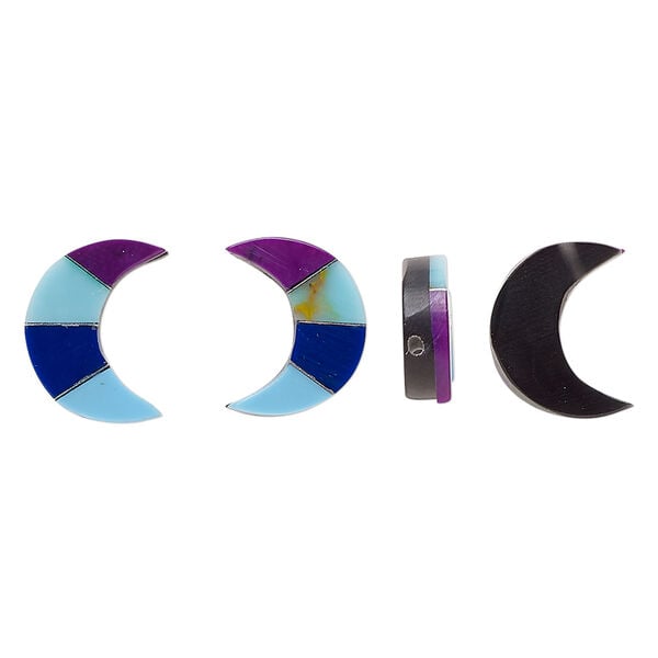 Resin 1pkg2, crescent drop multicolored 12x10mm image number 0