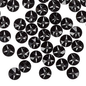 Flat back 144pk jet foil back, Crystal Passions&reg; 6.32-6.5mm rose round SS30 2088