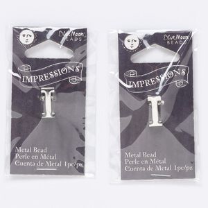 Bead 1pkg2 silver-finished "pewter", 16x9mm letter I