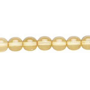 Bead, Czech dipped d&eacute;cor glass druk, melon, 8mm round. Sold per 16-inch strand.