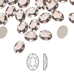 Flat back 6pk vintage rose foil back, Crystal Passions&reg; 8x6mm oval 2603