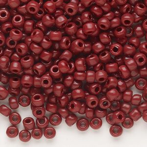 Seed bead, Dyna-Mites&trade;, glass, opaque brick red, #6 round. Sold per 40-gram pkg.