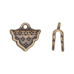 Crimp end, TierraCast&reg;, antique brass-plated pewter (tin-based alloy), 18.5x13mm Marrakesh, 3.7mm inside diameter. Sold individually.