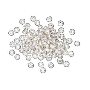 Bead 1pkg100 silver-plated, 3x2mm corrugated rondelle, brass