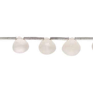 Rose quartz 1pkg16, hand-cut top-drilled faceted puffed teardrop bead natural 6-9mm