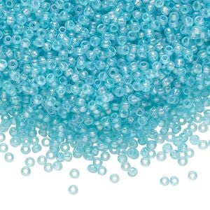 Seed bead, Preciosa Ornela Czech glass, pkg/50g, #11 rocaille, translucent solgel dyed rainbow teal, (41165).