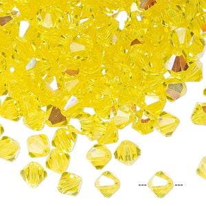 Bead 24pk citrine AB, Preciosa Czech crystal 6mm bicone