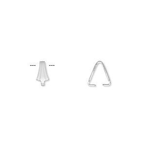 Bail, ice-pick, silver-plated brass, 8x3.5mm, 6mm grip length. Sold per pkg of 100.