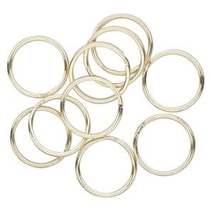 Key ring 1pkg10 gold-finished, 32mm round, steel