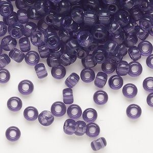 Seed bead, Miyuki, glass, pkg/25g, #6 rocaille, transparent amethyst (RR-157).