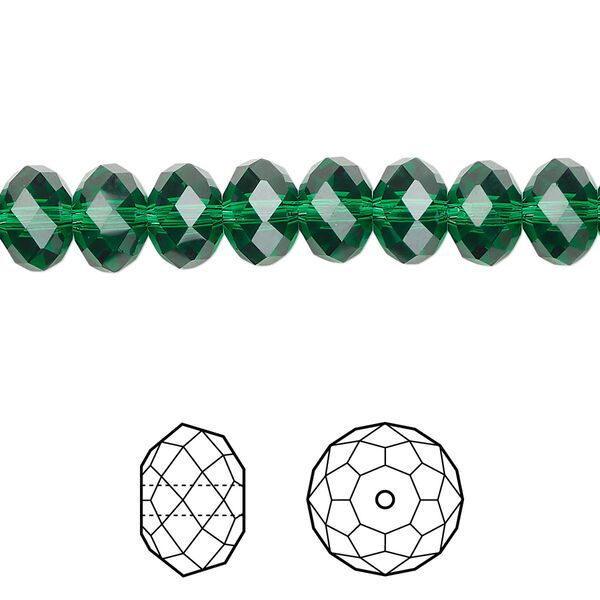 Bead 288pk majestic green, Swarovski&reg; 8x6mm rondelle 5040 image number 0
